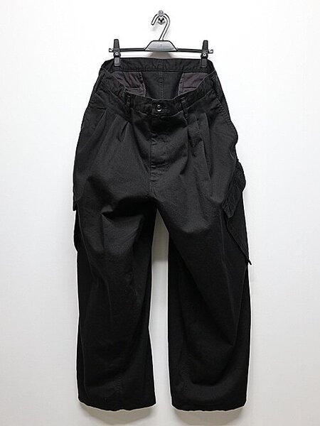 SALE30%OFF/Yohji Yamamoto・ヨウジヤマモト/BSカツラギ 12本タックワークパンツ/BLACK・3
