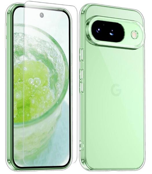 2318151☆ Google Pixel 9 ケース クリア 耐衝撃 ガラスフィルム保護付き pixel9ケース 米軍MIL規格 耐久性 黄変防止 薄型 ワイヤレス充電