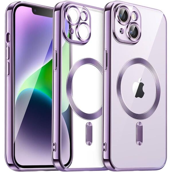 2301174☆ JETech iPhone 14 Plus 6.7インチ用 ソフトクリアケース カメラレンズ完全保護 MagSafeワイヤレス充電対応 耐衝撃 電気メッキTPU