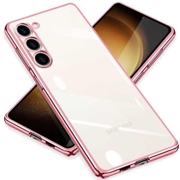 2311003☆ ZHUAZHULE Galaxy S23 5G ケース クリア ギャラクシー スマホケース メッキ加工 耐衝撃 カバー 透明 TPU(ローズゴールド)