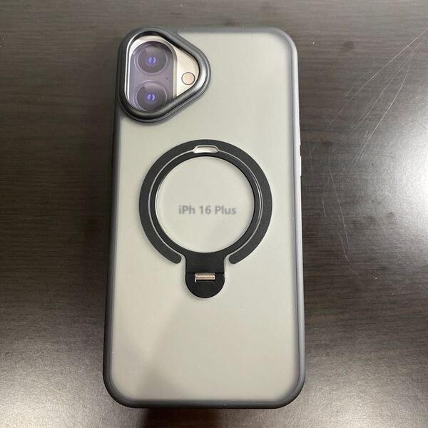 2311036☆ 定点360度回転スタンド iPhone 16 Plus 用 ケース 360°回転スタンド MagSafe対応 アイフォン16plus カバー ワイヤレス充電