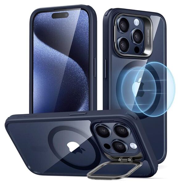2313156☆ 【デザイン受賞シリーズ!】ESR iPhone 15 Pro ケース MagSafe対応 隠しスタンド 調整可能 ワイヤレス充電対応 米軍MIL規格