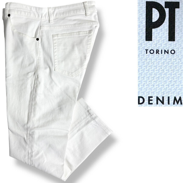 J5126 美品 PT torino DENIM N231_P285 ストレッチデニム ホワイト 32 PT05 PT01 トリノデニム
