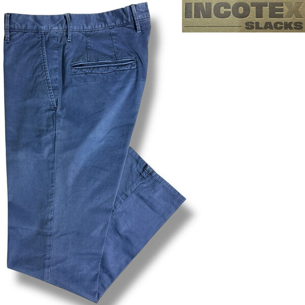 J3590 美品 インコテックススラックス 10S100 100型 ガーメントダイノープリーツパンツ ネイビー 31 INCOTEX SLACKS