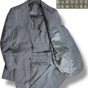 J7081 美品 バーニーズニューヨーク ピンドット サマースーツ チャコール 50 BARNEYS NEWYORK