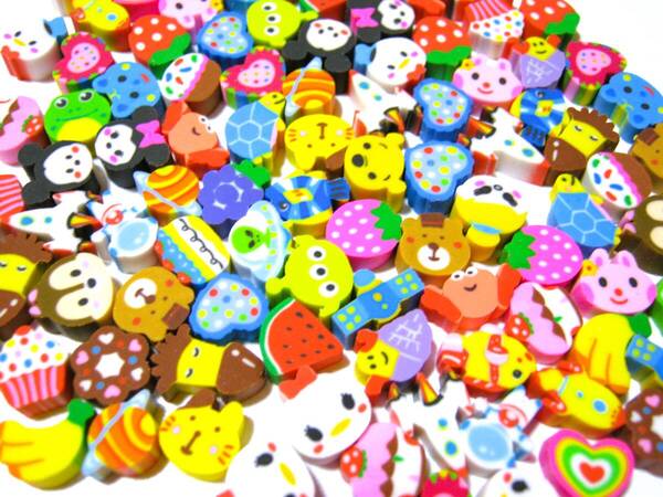 ファンシー【 ミニ消しゴム 650個+α 】小さい けしごむ カラフル かわいい 消しゴム 小さい 小さな たくさん いっぱい たっぷり カニ 魚