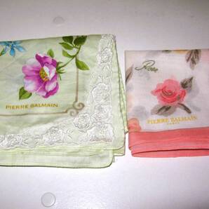 【ピエール・バルマン レディース ハンカチ 2枚】花柄 フラワー お洒落 ピンク お洒落 おしゃれ かわいい 可愛い 薔薇 ローズ パリ