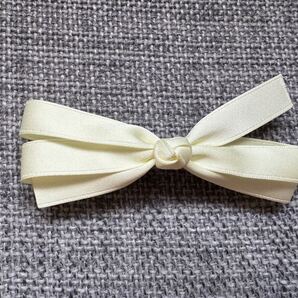 テープ リボン バレッタ ホワイト ハンドメイド