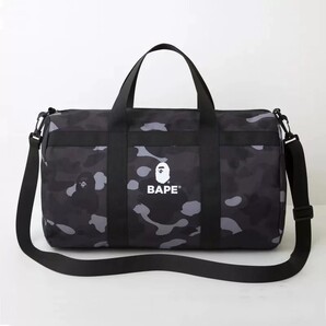 BAPE◆A BATHING APE/迷彩カモ◆ア ベイシング エイプ◆ブラックダッフル◆ブラックカモ柄◆CAMO/カモ/付録ノベルティ