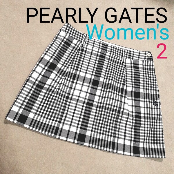 【超美品】 PEARLY GATES パーリーゲイツ レディース2 ゴルフウェア スカート ゴルフ チェック ゴルフストレッチスカート ロゴ刺繍