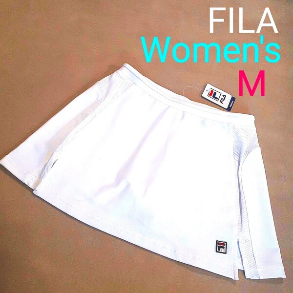【新品】 FILA フィラ レディースUS S M相当 テニス スコート バドミントン スカート テニスウェア ホワイト インナーパンツ付き