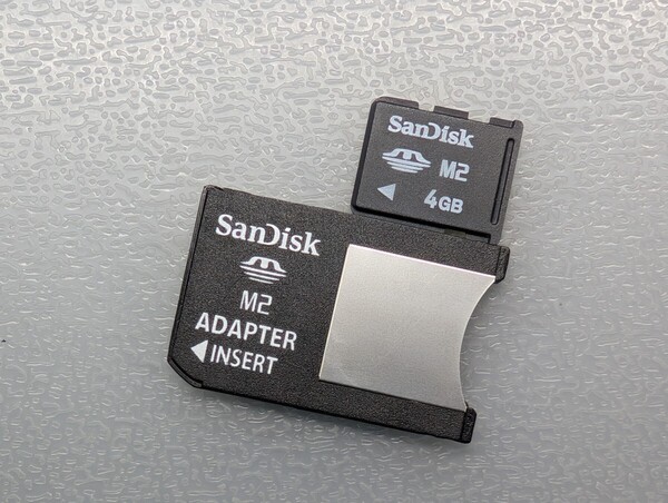 SanDisk MEMORY STICK MICRO M2 4GB サンディスク メモリースティックマイクロ M2 PRO Duo 変換アダプター ケース付き 動作確認済み