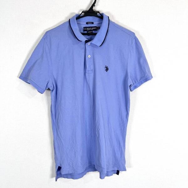 【U.S. POLO ASSN.】ユーエスポロアッスン ライトブルー 半袖 ポロシャツ トップス メンズ Mサイズ カジュアル ブランド 大人【a001】