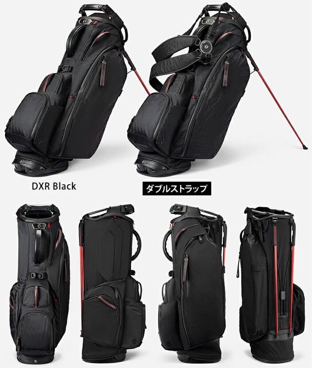 Vessel ゴルフキャディバック用 ダブルストラップ ブラック プレイヤー 5.0 ダブルストラップ スタンドキャディバッグ
