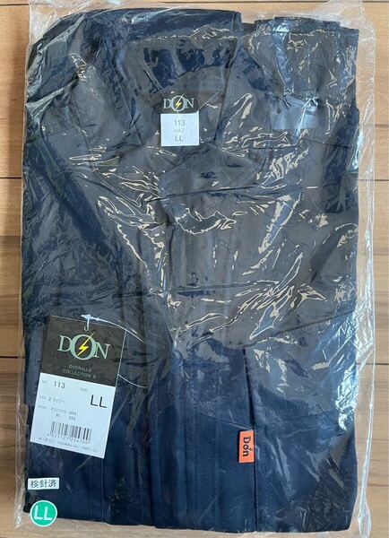 ☆ 送料無料 ☆ 新品 即決 DON 113 ツナギ 作業服 LLサイズ ネイビー ☆ 脇メッシュ 作業着 つなぎ オーバーオール DIY 整備士