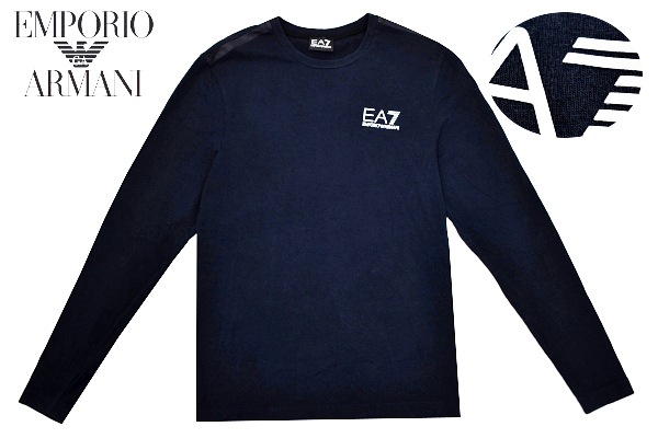 Y-8866★送料無料★EA7 EMPORIO ARMANI エンポリオ アルマーニ★ブラック ストレッチ素材 長袖 ロング T-シャツ XS