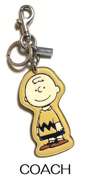 とっても可愛い♪ 大人気 COACH コーチ X ピーナッツ 限定コラボ レザー チャーリーブラウン バッグチャーム キーホルダー CBG59 新品本物