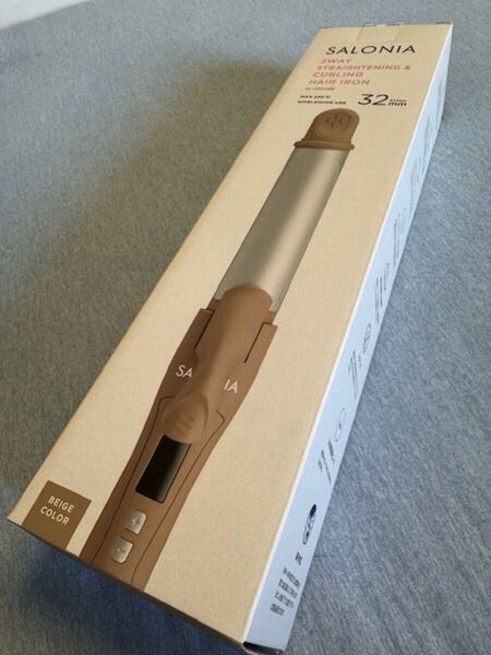 【送料込 即決】美品 SALONIA 2wayストレート&カールヘアアイロン ベージュ 32mm SL-002ABE