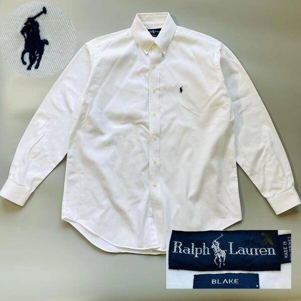 【即完売XLサイズ】ポロラルフローレン 美品 長袖シャツ BLAKE LL ビッグサイズ ボタンダウン 白シャツ ポニー刺繍ロゴ コットン アメカジ