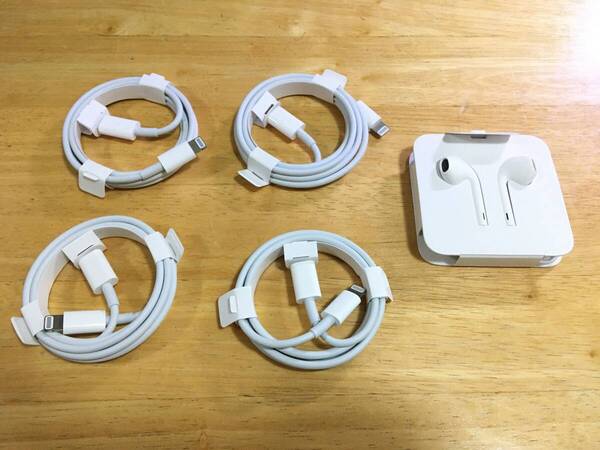 Apple 純正 未使用 USB-C Lightning ケーブル 4本 マイク付きイヤホン 1本