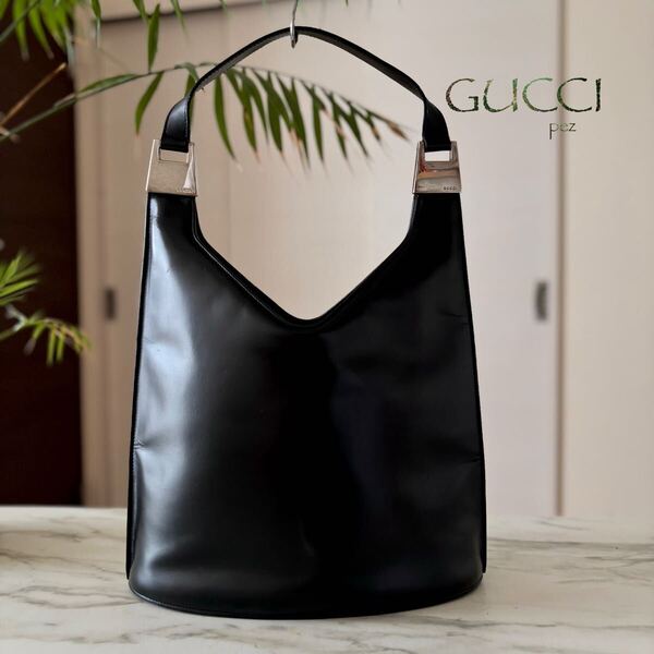 正規品 GUCCI グッチ レザーショルダーバッグ*レディース ハンド トート 牛革 本革 GG ブラック 黒 肩掛け ブラック 黒 フォーマル