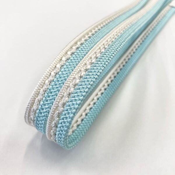 【SALE】帯締 夏帯締め 銀糸入り(水色) より房 衿秀