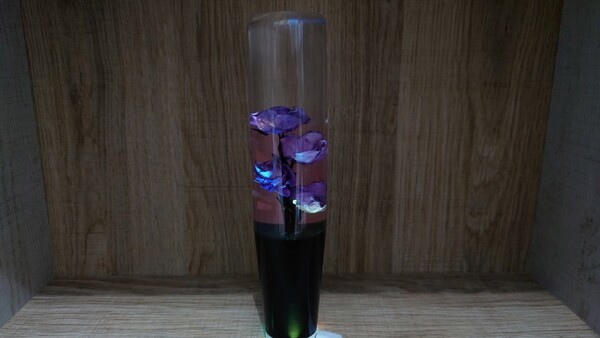 水中花シフトノブ LED薔薇イルミネーション20cm 紫 デコトラ 軽トラ 旧車 街道レーサー カスタムカー ドリフト シフトノブ延長