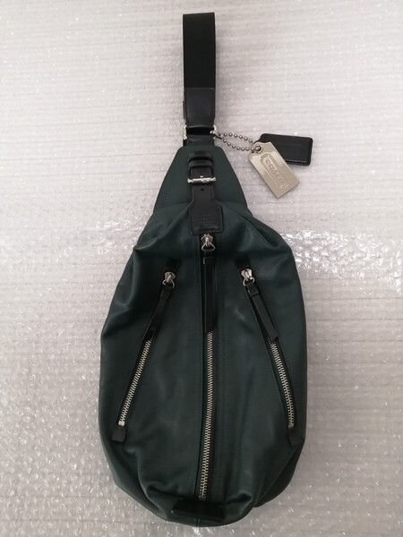 【希少カラー】COACH コーチ トンプソン ボディバッグ ショルダーバッグ スリングパック オールレザー 極美品! ダークグリーン