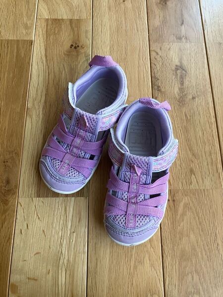 中古 女の子 キッズ イフミー サンダル ウォーターシューズ 紫 16センチ