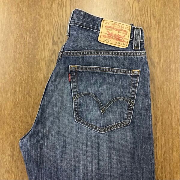 【GG001】Levi's 559 W33 L34 色落ち加工 ジーンズ ジーパン デニムパンツ メンズブランド古着 リーバイス559 送料無料