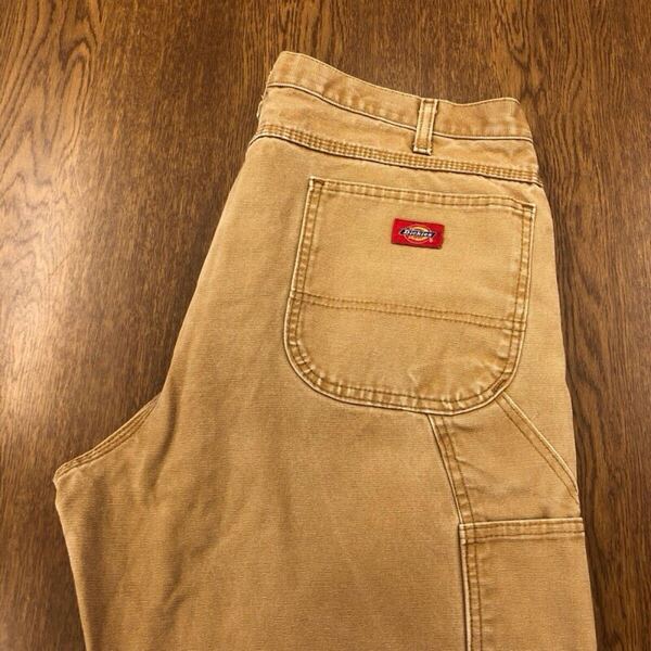 【GG071】Dickies W38 L32 ダック地 ペインターパンツ ワークパンツ ベージュ メンズブランド古着 ディッキーズ 送料無料
