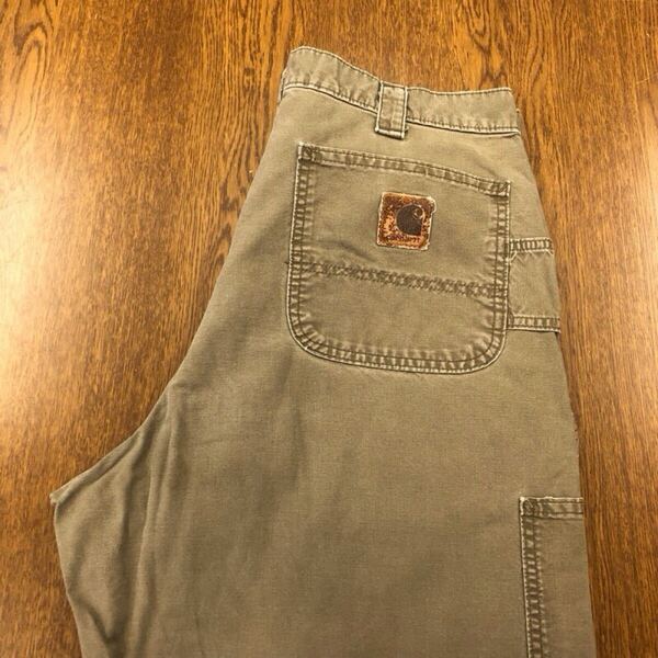 【GG079】Carhartt W36 L34 ペインターパンツ ワークパンツ カーキ メンズブランド古着 カーハート 送料無料