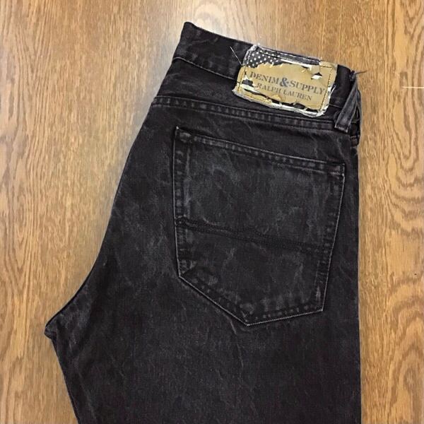 【GG098】DENIM&SUPPLY RALPH LAUREN W32 L32 ブラック ジーンズ ジーパン デニムパンツ ブランド古着 ラルフローレン 送料無料