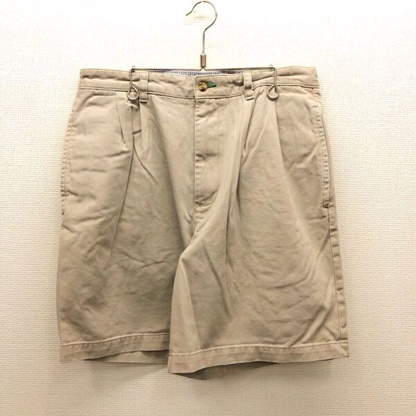 【GG138】TOMMY HILFIGER W32 ツータック チノハーフパンツ ベージュ メンズブランド古着 トミーヒルフィガー ショートパンツ 送料無料