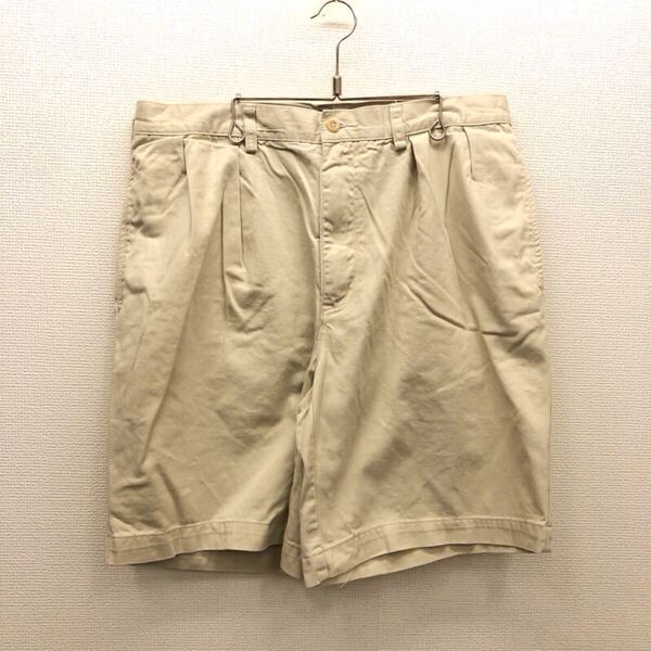【GG142】POLO by Ralph Lauren W34 ツータック チノハーフパンツ ベージュ ブランド古着 ポロ ラルフローレン ショートパンツ 送料無料