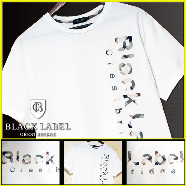 大人気L~LL!美品!BIGブランドロゴ オーバーサイズ ホワイト Tシャツ▼ブラックレーベルクレストブリッジ CRESTBRIDGE バーバリー