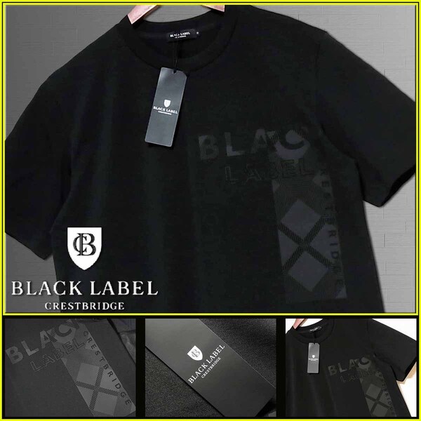 定価1.65万!新品!シャドーチェック&BIGブランドロゴ Tシャツ Mサイズ▼ブラックレーベルクレストブリッジ CRESTBRIDGE バーバリー