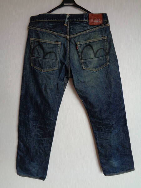 EVISU エヴィス No2 2000 希少 ブラック ペンキ カゴメ セルビッチ インディゴ デニム パンツ 501XX 革パッチ ☆ No1 大戦 スペシャル