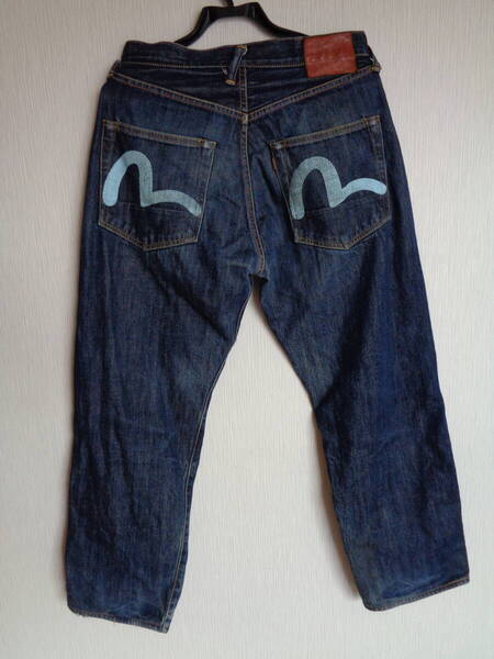 EVISU エヴィス No2 2001 希少 水色 ペンキ カゴメ セルビッチ インディゴ デニム パンツ 501XX 革パッチ ☆ No1 大戦 スペシャル
