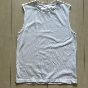 25ss M 白 エアリズムコットンノースリーブTシャツ ホワイト タンクトップ UNIQLO ユニクロ ユニクロユー ベスト クルーネック 半袖