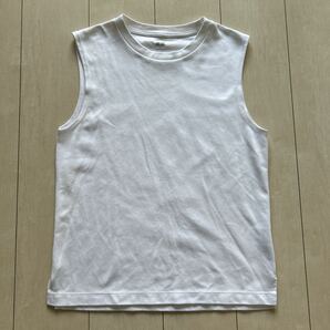25ss S 白 エアリズムコットンノースリーブTシャツ ホワイト タンクトップ UNIQLO ユニクロ ユニクロユー ベスト クルーネック 半袖