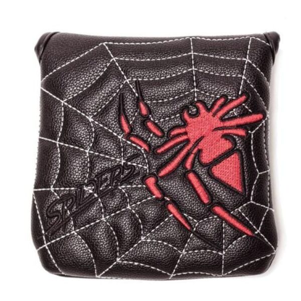 ゴルフヘッドカバー パターカバー マレット用 マグネット開閉 方型 spider黒