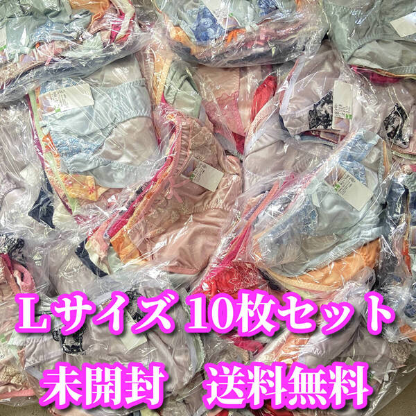 Lサイズ☆10枚セット トリコット生地 まとめ売り フルバックショーツ レース花柄 福袋 デイリーショーツ 未開封 未検品②