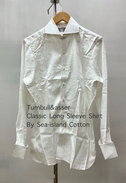 英国製Turnbull & Asserターンブル&アッサー 白 メンズ 長袖 シャツ ビンテージ イギリスcharvetシャルべ シーアイランド コットン ドレス