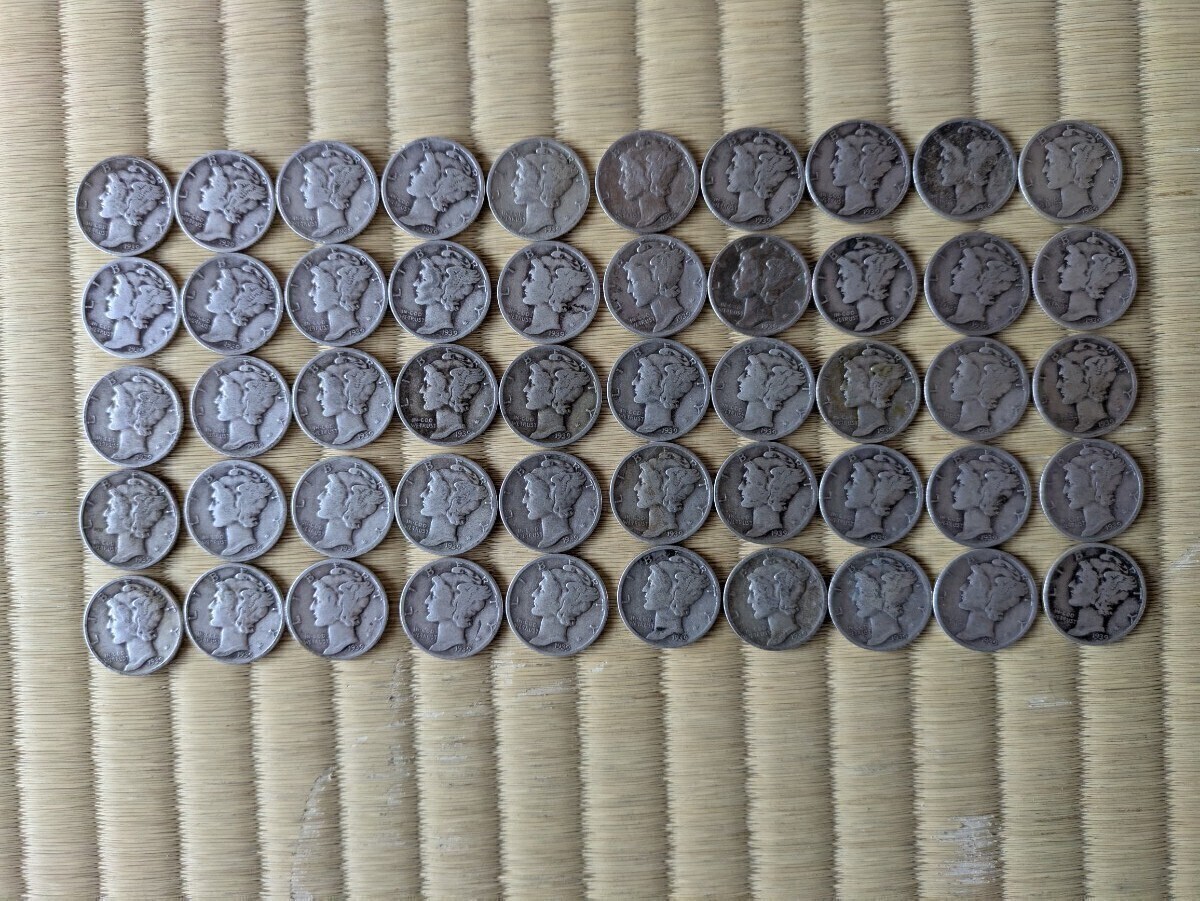 マーキュリーダイム　50枚　銀貨 銀貨 マーキュリーダイム アメリカのコインネックレス 着けっ