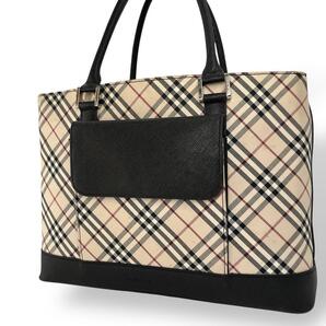 BURBERRY バーバリー ハンドバッグ ノバチェック ミニトート 型押しロゴ ナイロン レザー ベージュ シルバー金具