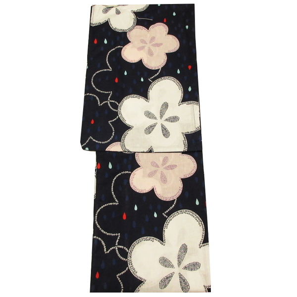 新品 レディース浴衣 yukata 綿100% 街着 ユニフォーム ゆかた 花火 イベント ダークネイビー kapi-yuka