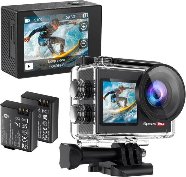 アクションカメラ ウェアラブルカメラ アクションカム 4K 20MP 6軸手ぶれ補正 40M防水 水中カメラ 外部マイク対応(別売り)