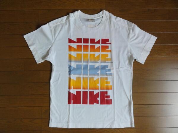 復刻 NIKE ホワイトレーベル 6連ロゴ ゴツナイキ グラデーション ルーズフィット 両面プリント Tシャツ Lサイズ