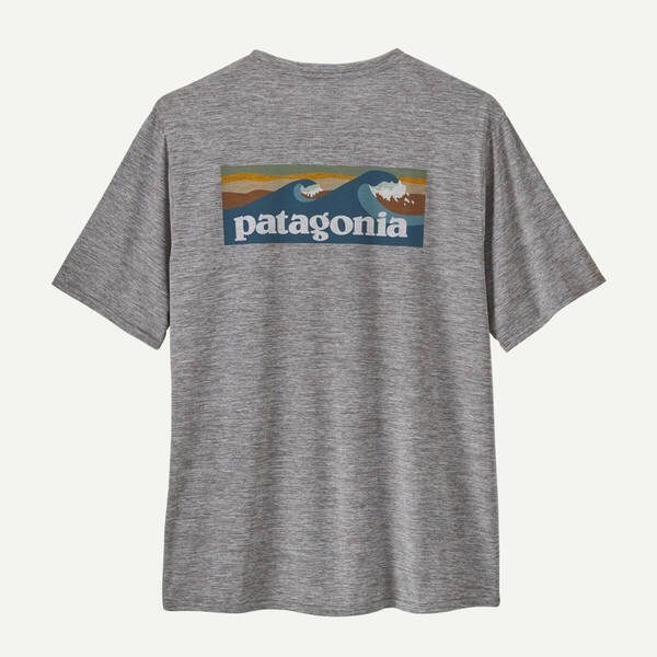 ★新作★ patagonia パタゴニア キャプリーンクール デイリーグラフィックシャツ BoardshortLogo AbaloneBlue FeatherGrey Mサイズ 正規品